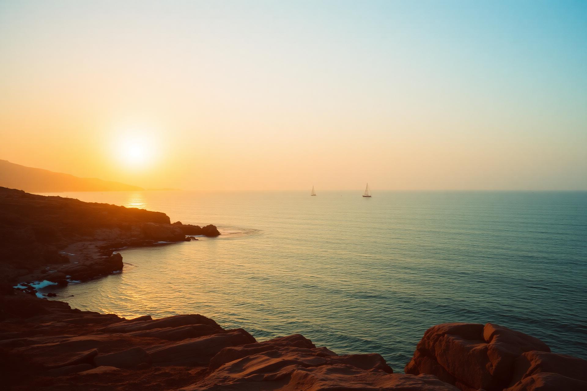 Mediterranean coastline at golden hour